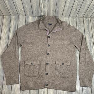 Gap‎ Cardigan Sweater Cotton Wool Men Sz L Preppy Classic Lodge Grandpa Brown
